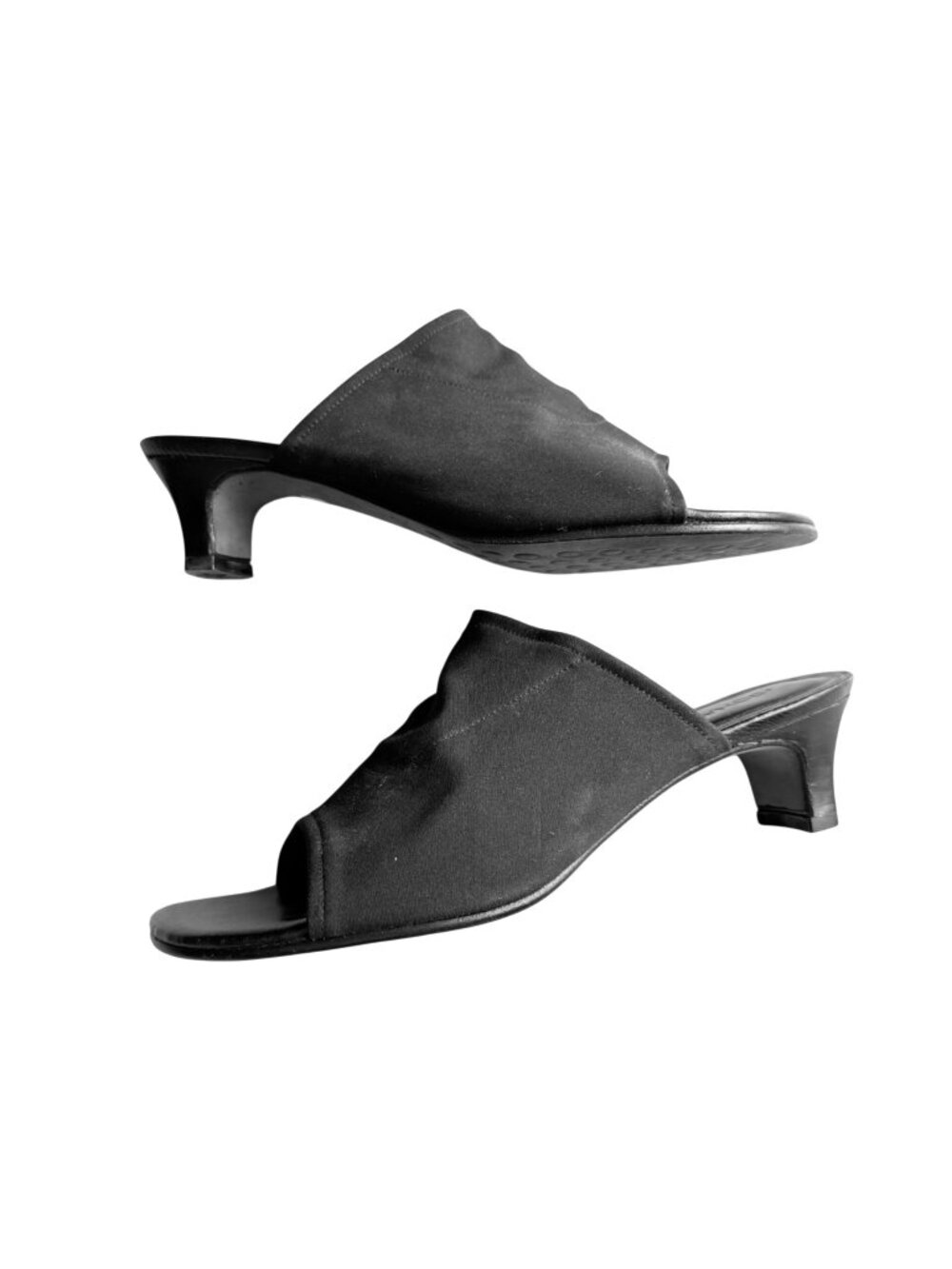 Donald J Pliner Women's Sandals Shoes 7 Black Fabric Open Toe Kitten Heel Mules